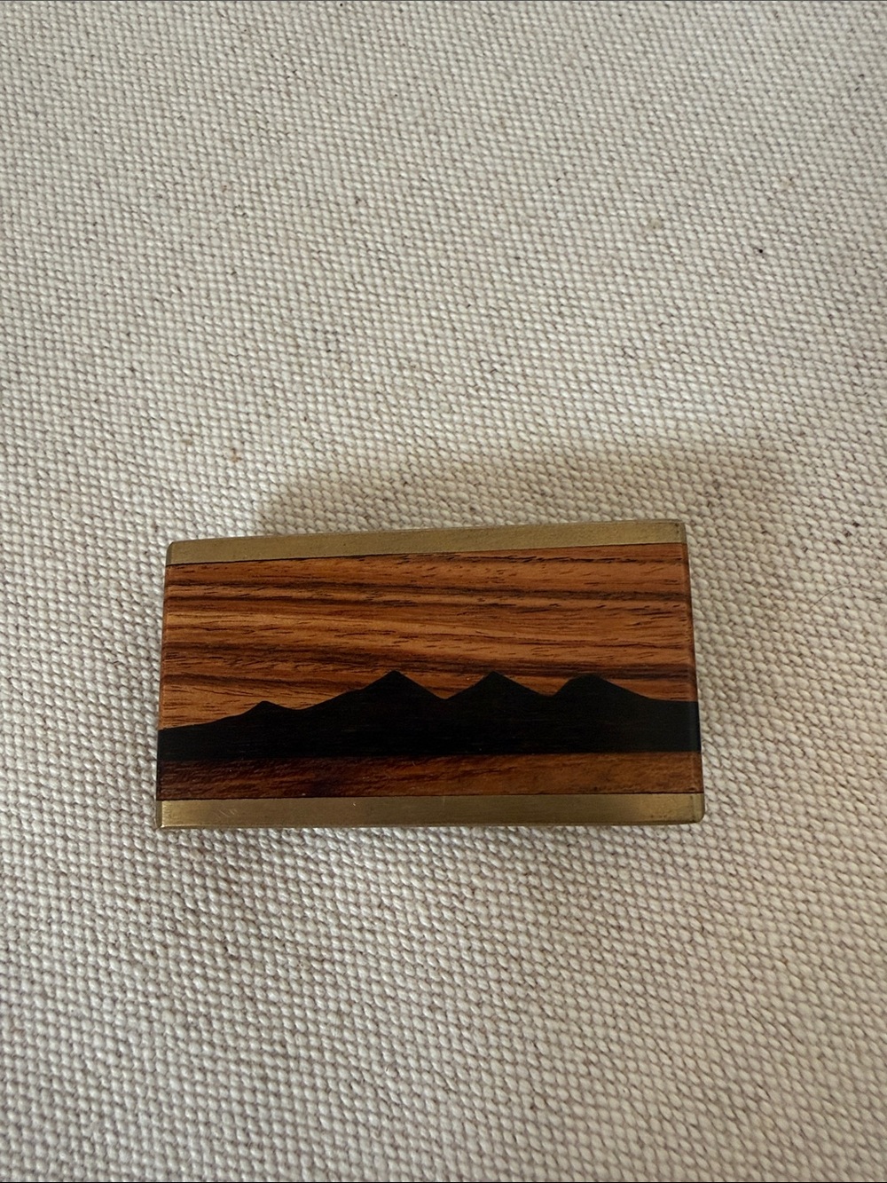 Wood Inlay Mountain Design Money Clip - Black and Brown